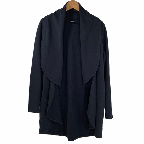 MEDIUM Mono B Women’s Cardigan Open Front Wrap Flowing Waterfall Black Cotton - Picture 2 of 14